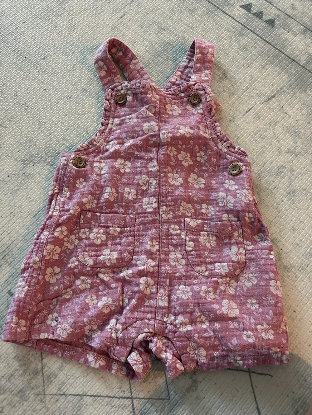 Purebaby Pink Floral Cotton Romper Overalls